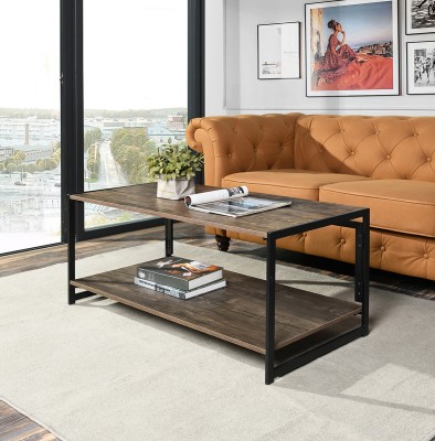 Ades | Coffee Table with Steel Frame and Wood Top