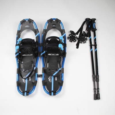 Ensemble de raquettes à neige pour adultes (bleu 8 x 26 po) et bâton de trekking dans un sac