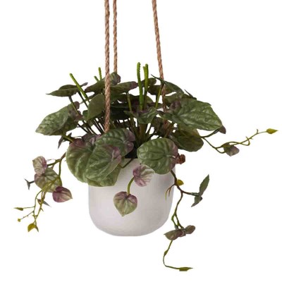 Plante Artificielle Suspendue Pot Céramique Blanc