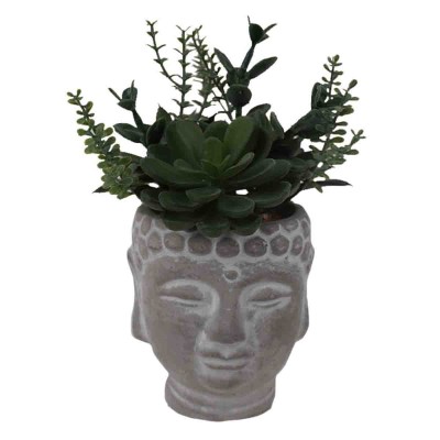 Artificial Succulent Plant in Buddha Head Cement Pot