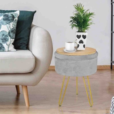 Atelier Du Nord - Velvet Ottoman With Storage And Gold Metal