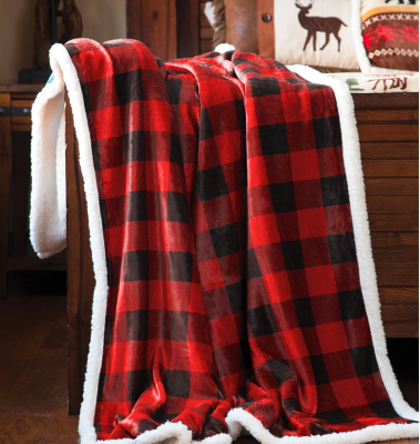 Throw 50x60 Red/black- Alpine -Velour