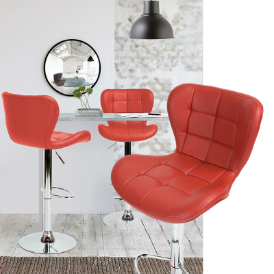 Porsche - Tabouret de bar en faux cuir rouge à hauteur réglable
