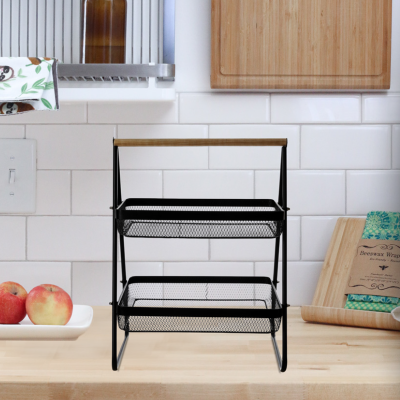 Wire 2 Tier Basket Black 37x25x51