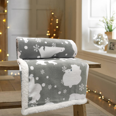  Winter Wonderland Fleece Sherpa Throw