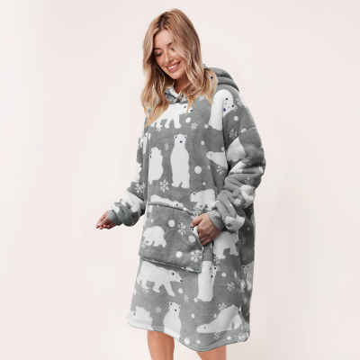 Oversize Hoodie Polar Bear 40 Longueur Microfleece
