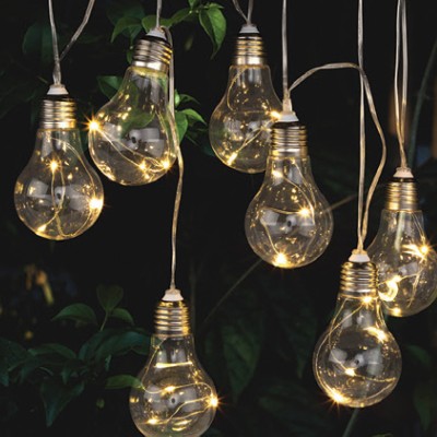 Solar Hanging Bulb String Lights 2m 