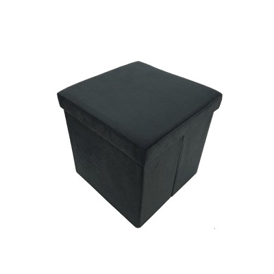 Ottoman Lt Black Feather Storage Foldable