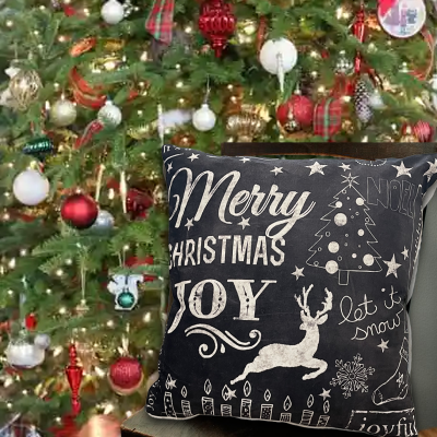 Led X-mas Text Cushion 18x18 Black