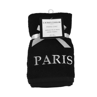 Hand Towel Black 16x20 Paris Chic