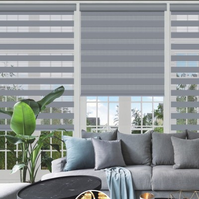 Day & Night - Cordless Grey Roller Blinds 