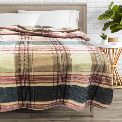 Blair Earth Tones- Plaid Mink Blanket 78x94