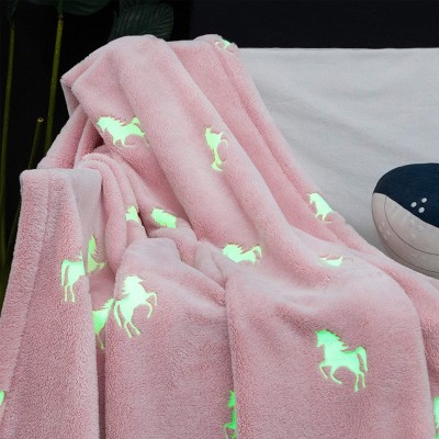 Glow In The Dark Pink Unicorn Blanket 50*70 Pink