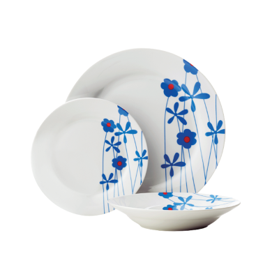 Service de table rond 12 pièces Fleur bleue