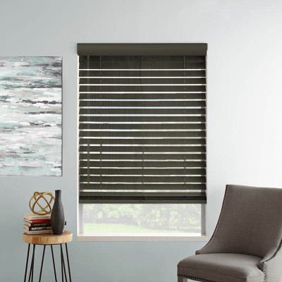 Horizontal Faux Wood Cordless PVC Blinds | Brown