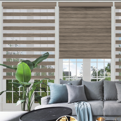 Day & Night - Cordless Wood Look Roller Blinds | Brown