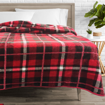 Camdyn- Red Plaid Mink Blanket 78x94
