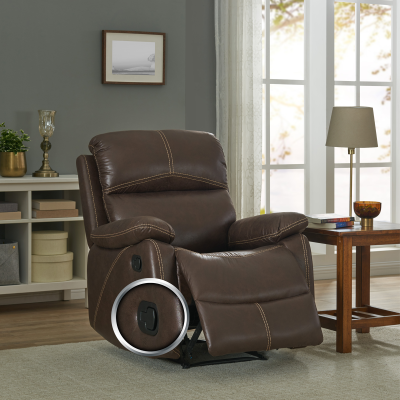 Manual Recliner Armchair Distressed Brown With Stitching