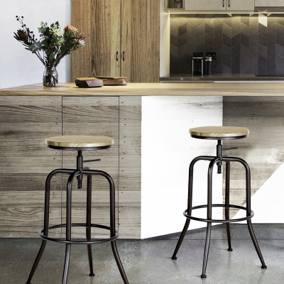 ANACLETEUS Tabouret de bar Cadre métallique et assise en MDF