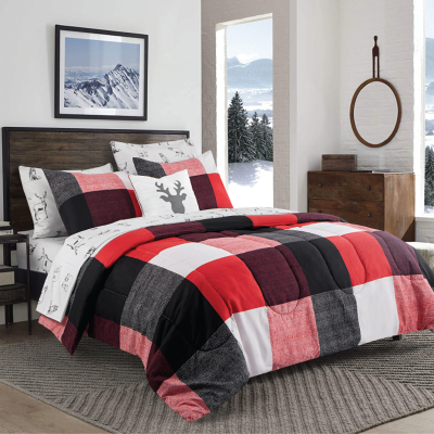 Chantecler- Comforter Set  Red/black/white