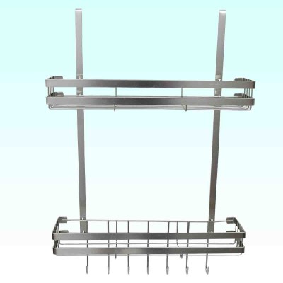 Over The Door Hangers With Basket Satin Nickel