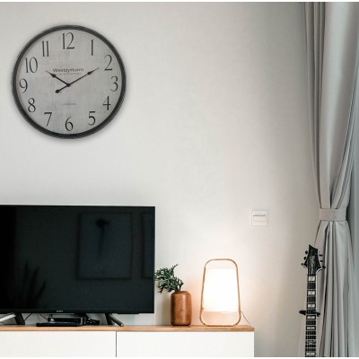 Vintage Clock White Wood 30in