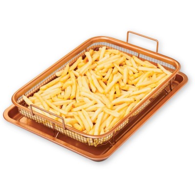 Copper Non Stick Crisper Tray and Pan | Air Fryer Basket for Oven