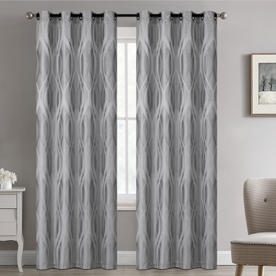 Simon- 2pk Grommet Top Panels 52x84  Jacquard Faux Linen