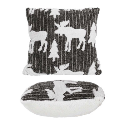 Coussin Tuffed Moose Jacquard Grey