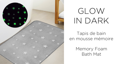 LAUREN TAYLOR - Memory Foam Bath Mat - Stars GLOW in Dark