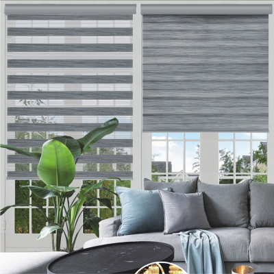Day & Night - Cordless Wood Look Roller Blinds | Grey
