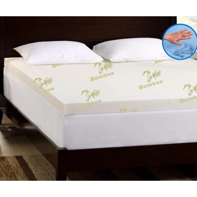 Sur-matelas en mousse à mémoire de forme avec housse en bambou