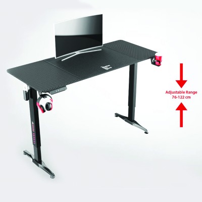 Bureau/Table d'ordinateur de jeu en fibre de carbone assis-debout à réglage électrique avec tapis de souris