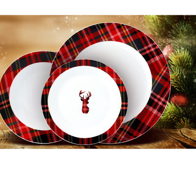 Service de vaisselle Xmas Plaid 12pcs