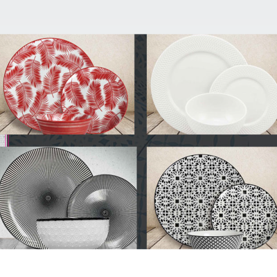 Lauren Taylor - Service de vaisselle en porcelaine 12 pièces rouge