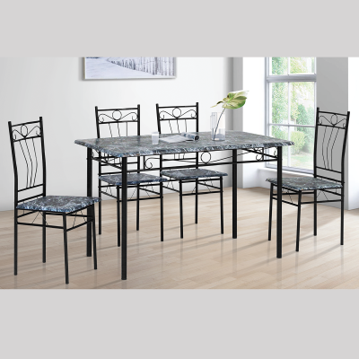 Metal Dining Set dark Marble