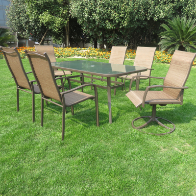 7-Piece Textilene and Bronze Metal Outdoor Dining Set