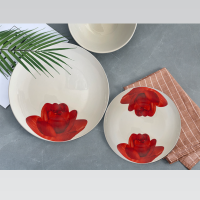 Service de vaisselle 12 pièces Lotus Rouge