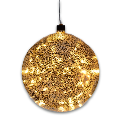 Xmas Led 18cm Hanging Glass Ball Silver