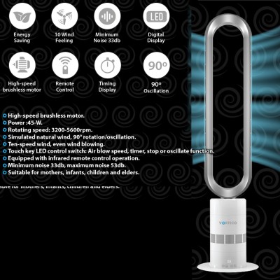 Fan Bladeless Black & Silver