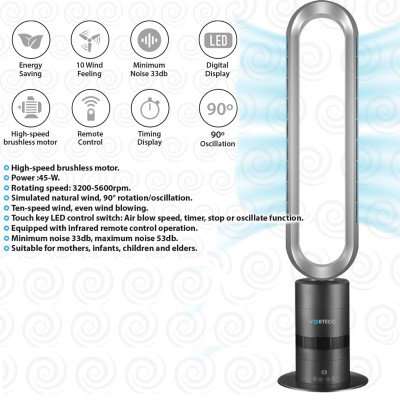 Fan Bladeless White & Silver