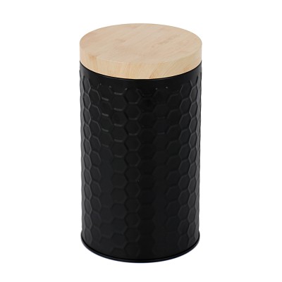Cylinder Metal Tin Box with Bamboo Lid | Assorted Colors