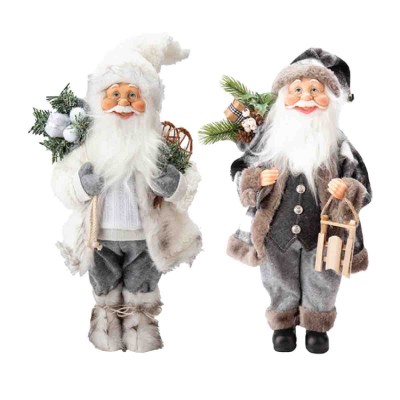 Père Noël en tissu avec veste en fourrure 46cm