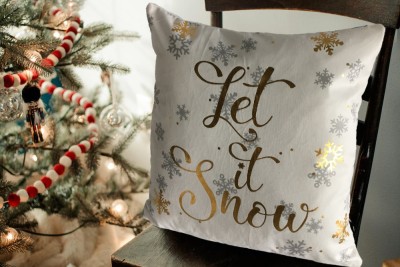 Xmas Cushion 18x18 Let It Snow