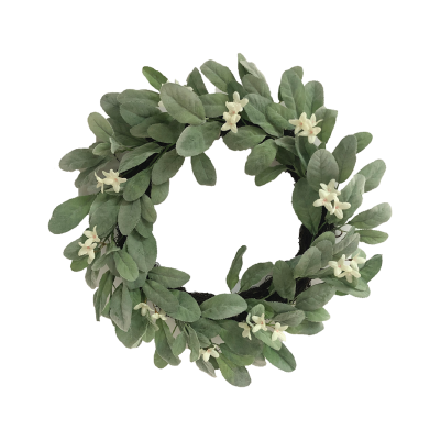 Wreath Green Leaf W/ White Flower 40.5