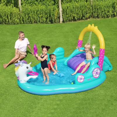 Bestway | Centre de jeu d'eau chariot licorne magique 9 pieds