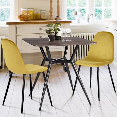 Gerti | Table de bar avec structure en métal noir et plateau en MDF finition noyer