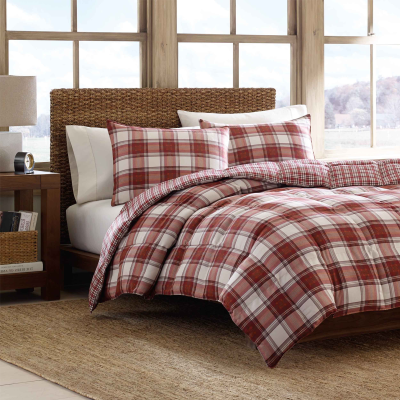 GLEN | Cotton Flannel Comforter Set | Red
