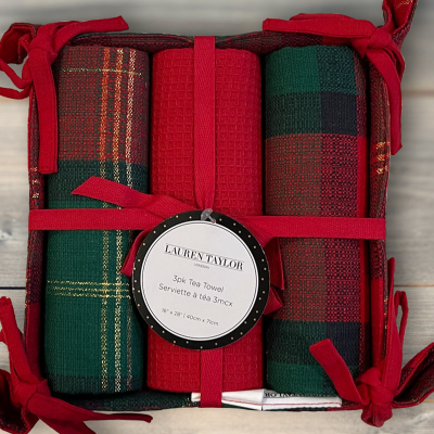 3pk Lurex Ct Plaid Teatowel 16x28