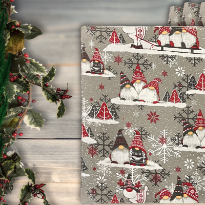 4pk Coton Gnomes 13x19 Set de table